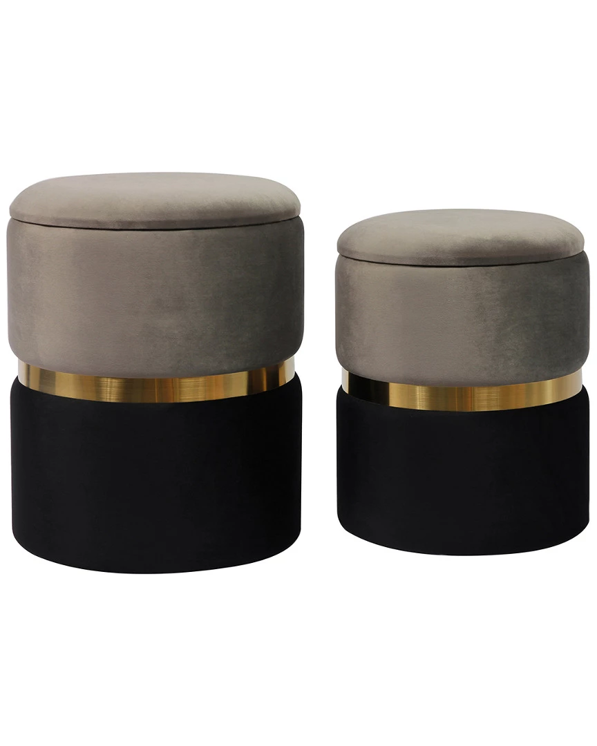 TOV Set Of 2 Grey Storage Ottomans Home Ottomans & Poufs 1 TOV Set Of 2 Grey Storage Ottomans Home Ottomans & Poufs