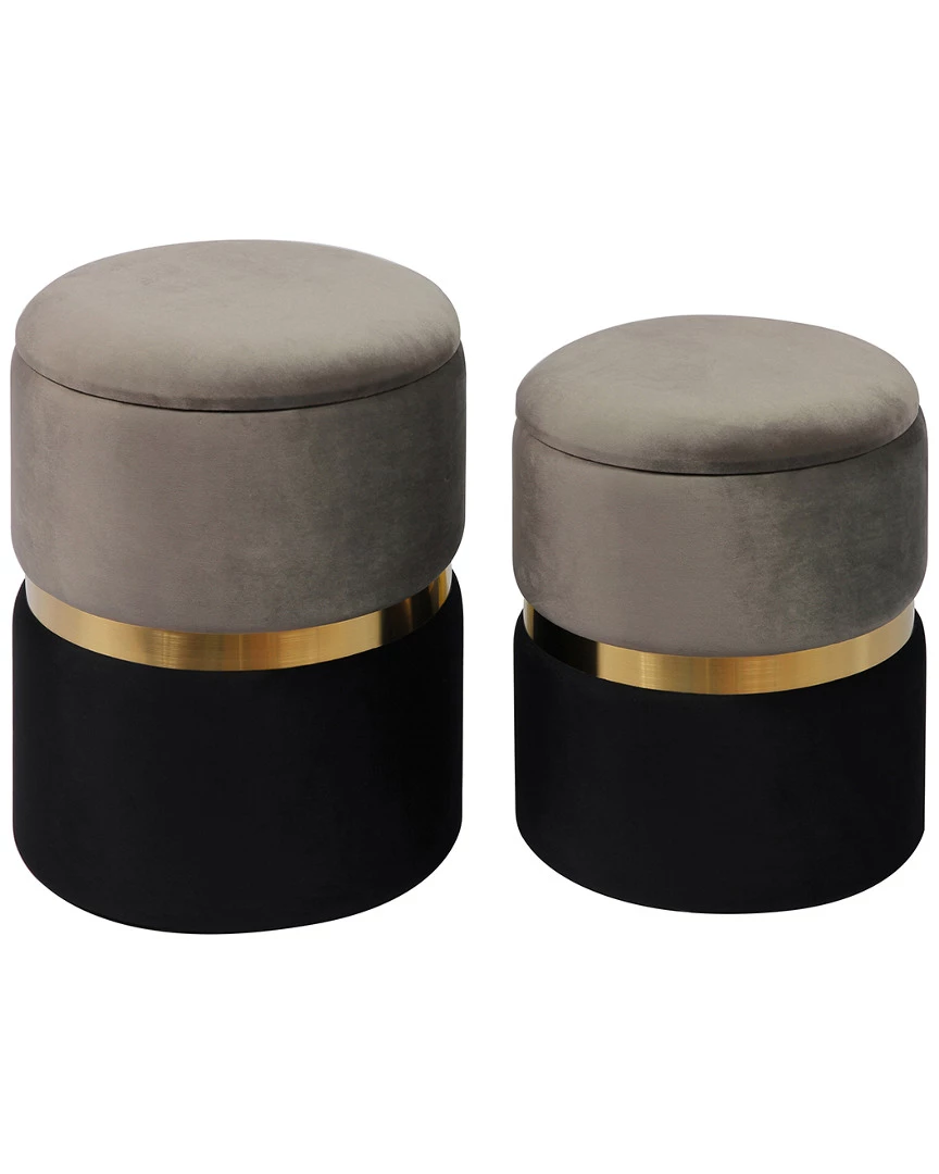 TOV Set Of 2 Grey Storage Ottomans Home Ottomans & Poufs 2 TOV Set Of 2 Grey Storage Ottomans Home Ottomans & Poufs - Image 2