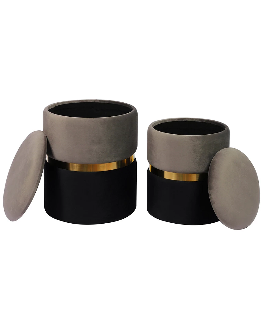 TOV Set Of 2 Grey Storage Ottomans Home Ottomans & Poufs 3 TOV Set Of 2 Grey Storage Ottomans Home Ottomans & Poufs - Image 3