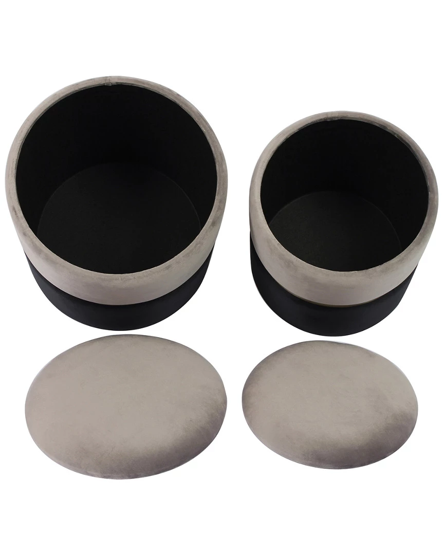 TOV Set Of 2 Grey Storage Ottomans Home Ottomans & Poufs 4 TOV Set Of 2 Grey Storage Ottomans Home Ottomans & Poufs - Image 4