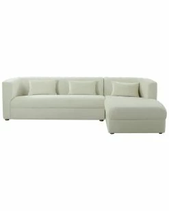 TOV Callie Cream Right Velvet Sectional Home Sofas & Sectionals