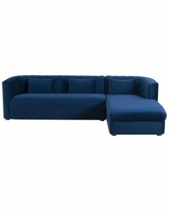 TOV Callie Navy Right Velvet Sectional Home Sofas & Sectionals
