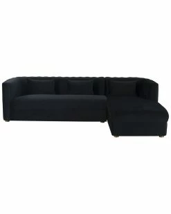 TOV Callie Black Right Velvet Sectional Home Sofas & Sectionals