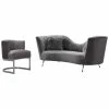 TOV Eva Grey Velvet Sofa And Chair Set Home Sofas & Sectionals