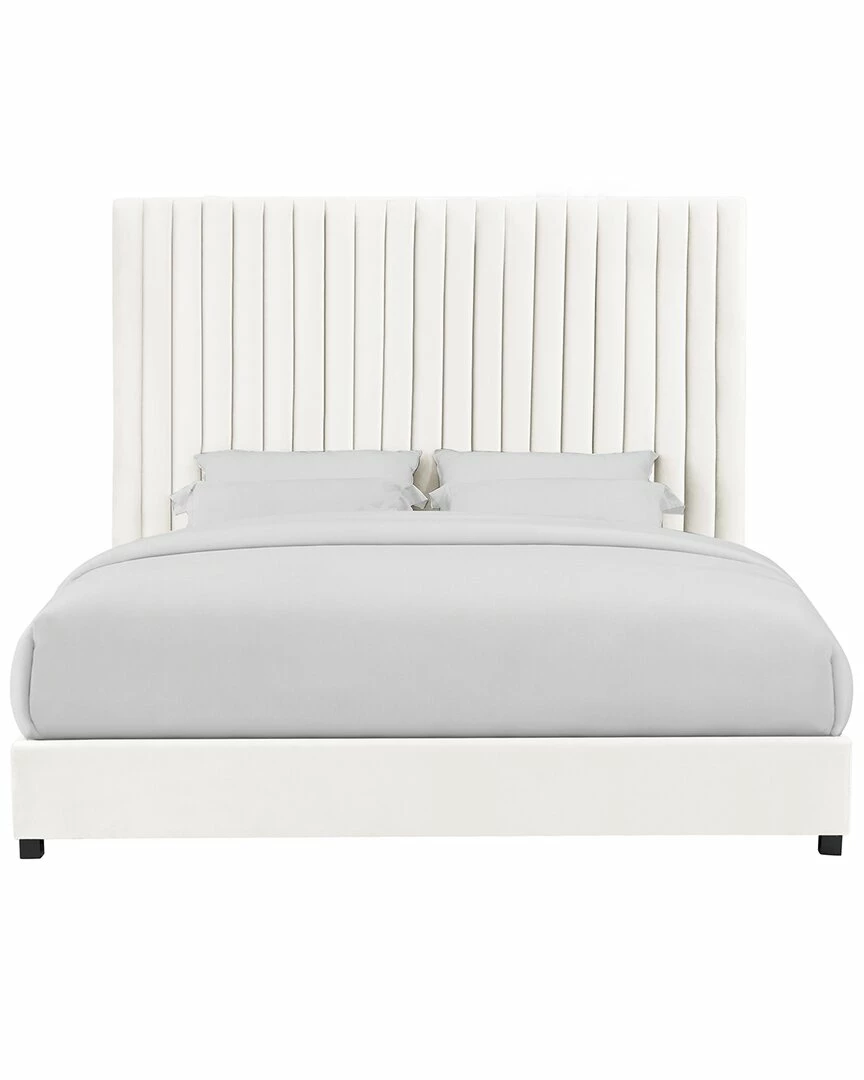 TOV Arabelle White Velvet Bed Home Beds & Headboards 1 TOV Arabelle White Velvet Bed Home Beds & Headboards