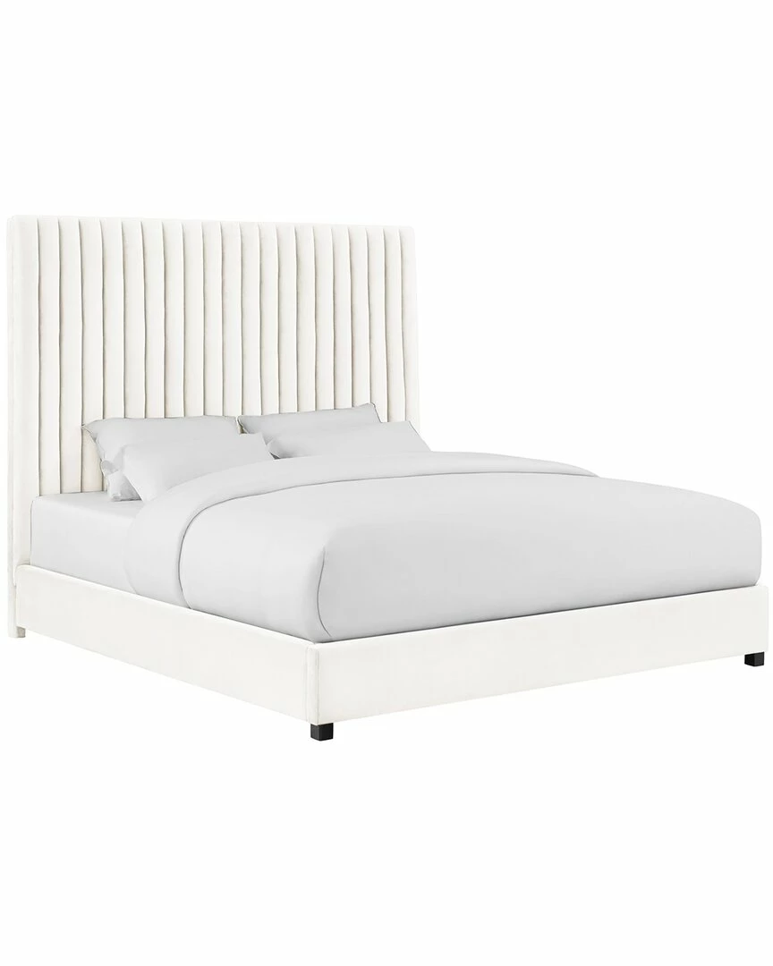 TOV Arabelle White Velvet Bed Home Beds & Headboards 2 TOV Arabelle White Velvet Bed Home Beds & Headboards - Image 2
