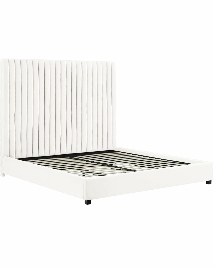 TOV Arabelle White Velvet Bed Home Beds & Headboards 3 TOV Arabelle White Velvet Bed Home Beds & Headboards - Image 3