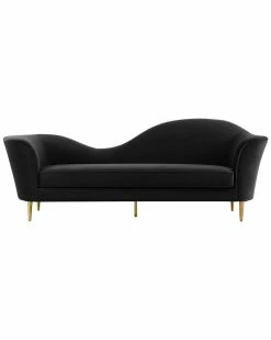 TOV Plato Black Velvet Sofa Home Sofas & Sectionals