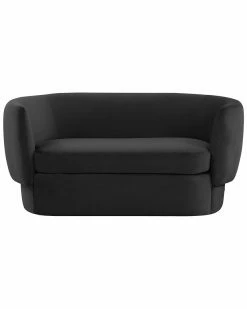 TOV Isabella Black Velvet Loveseat Home Sofas & Sectionals