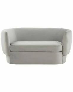 TOV Isabella Light Grey Velvet Loveseat Home Sofas & Sectionals
