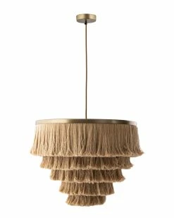 TOV Furniture Sarai Natural Fringe Pendant Home Ceiling Lighting
