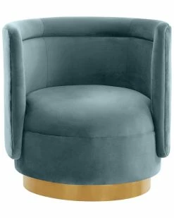 TOV Furniture Remy Bluestone Velvet Swivel Chair Home Accent Chairs