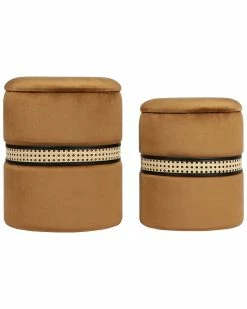 TOV Set Of 2 Alani Velvet Nesting Ottomans Home Ottomans & Poufs