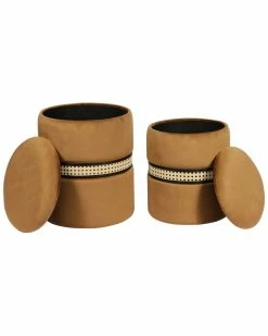 TOV Set Of 2 Alani Velvet Nesting Ottomans Home Ottomans & Poufs -TOV Shop 3050179839 RLLZ 3