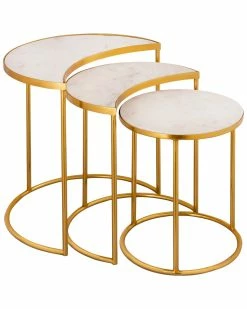 TOV Furniture Set Of 3 Crescent Nesting Tables Home End & Side Tables