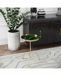 TOV Enamel Black & Green Accent Table Home End & Side Tables -TOV Shop 3050200019 RLLZ 2