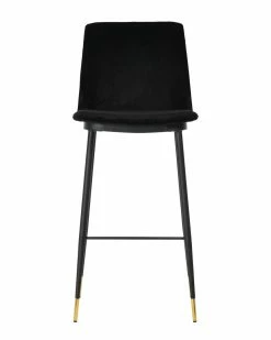 TOV Evora Black Velvet Counter Stool (Set Of 2) Home Dining Chairs & Stools
