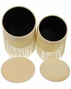 TOV Set Of 2 Tassel Cream Storage Ottomans Home Ottomans & Poufs -TOV Shop 3050247849 RLLZ 4