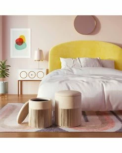 TOV Set Of 2 Tassel Cream Storage Ottomans Home Ottomans & Poufs -TOV Shop 3050247849 RLLZ 5