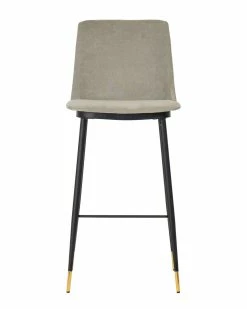 TOV Evora Grey Velvet Counter Stool (Set Of 2) Home Dining Chairs & Stools