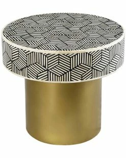 TOV Bone Inlay Round Side Table Home End & Side Tables