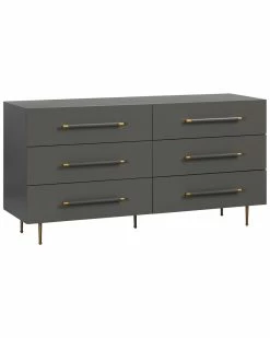 TOV Trident Grey 6 Drawer Dresser Home Dressers & Armoires