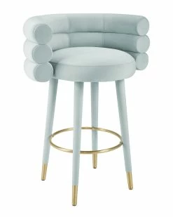 TOV Betty Blue Sea Velvet Barstool Home Dining Chairs & Stools