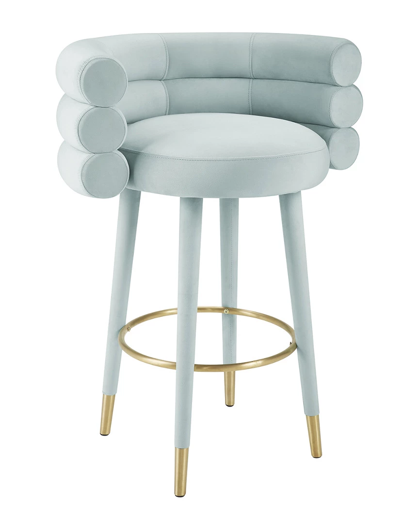 TOV Betty Blue Sea Velvet Barstool Home Dining Chairs & Stools 1 TOV Betty Blue Sea Velvet Barstool Home Dining Chairs & Stools