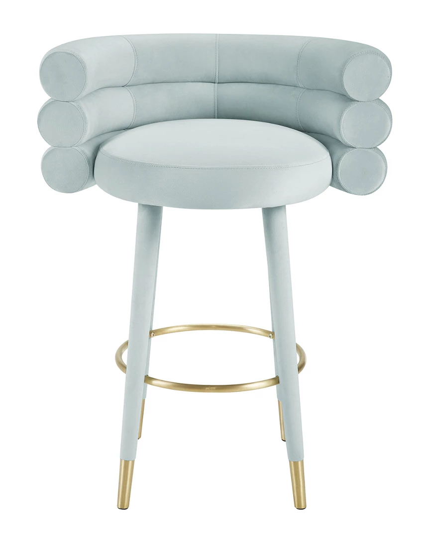 TOV Betty Blue Sea Velvet Barstool Home Dining Chairs & Stools 3 TOV Betty Blue Sea Velvet Barstool Home Dining Chairs & Stools - Image 3