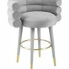 TOV Betty Grey Velvet Counter Stool Home Dining Chairs & Stools