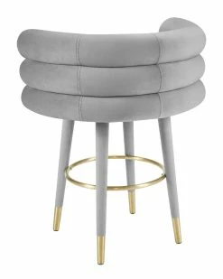 TOV Betty Grey Velvet Counter Stool Home Dining Chairs & Stools -TOV Shop 3050475072 RLLZ 2