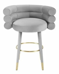 TOV Betty Grey Velvet Counter Stool Home Dining Chairs & Stools -TOV Shop 3050475072 RLLZ 4