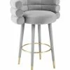 TOV Betty Grey Velvet Barstool Home Dining Chairs & Stools