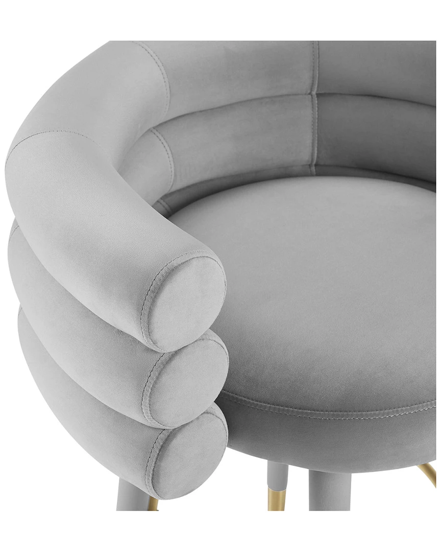 TOV Betty Grey Velvet Barstool Home Dining Chairs & Stools 2 TOV Betty Grey Velvet Barstool Home Dining Chairs & Stools - Image 2