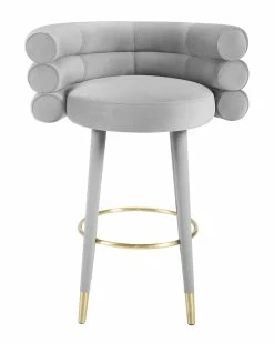 TOV Betty Grey Velvet Barstool Home Dining Chairs & Stools 5 TOV Betty Grey Velvet Barstool Home Dining Chairs & Stools -TOV Shop 3050475073 RLLZ 3