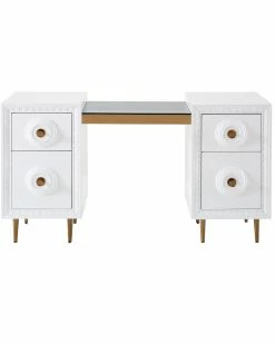 TOV Bovey White Lacquer Desk Home Desks & Storage