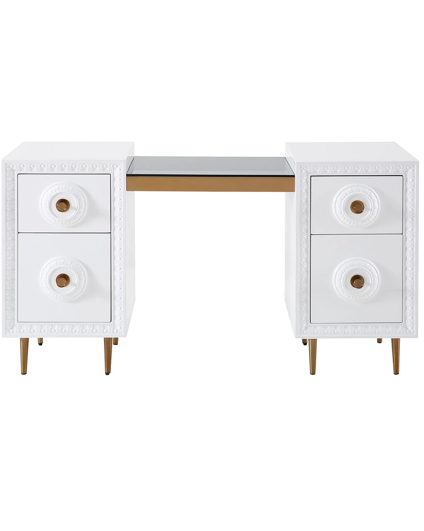 TOV Bovey White Lacquer Desk Home Desks & Storage 1 TOV Bovey White Lacquer Desk Home Desks & Storage