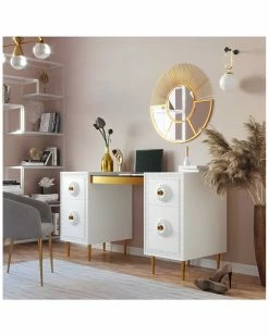 TOV Bovey White Lacquer Desk Home Desks & Storage 8 TOV Bovey White Lacquer Desk Home Desks & Storage -TOV Shop 3050475084 RLLZ 4
