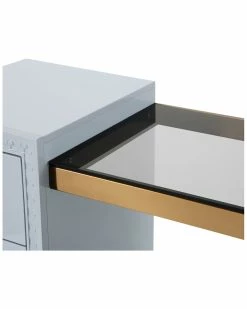 TOV Bovey Light Grey Lacquer Desk Home Desks & Storage -TOV Shop 3050475085 RLLZ 2