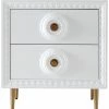 TOV Bovey White Lacquer Side Table Home Desks & Storage