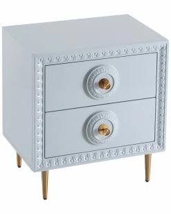 TOV Bovey Light Grey Lacquer Side Table Home End & Side Tables