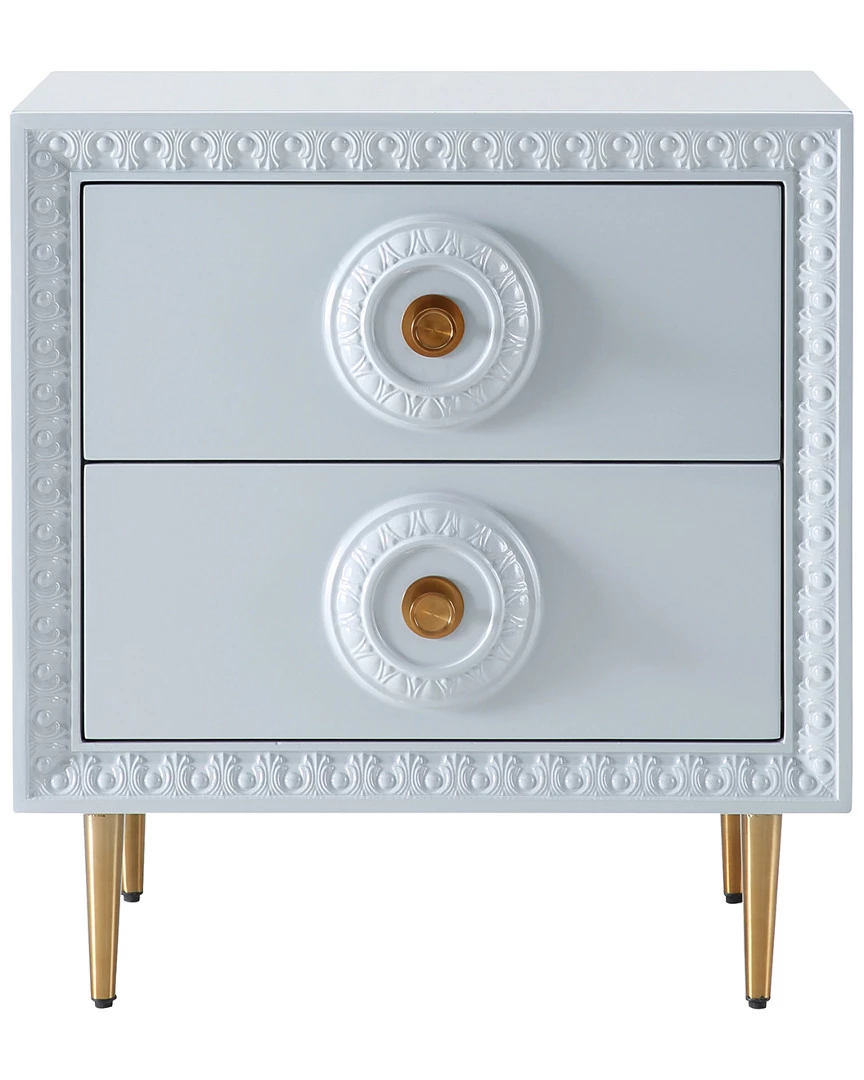 TOV Bovey Light Grey Lacquer Side Table Home End & Side Tables 2 TOV Bovey Light Grey Lacquer Side Table Home End & Side Tables - Image 2