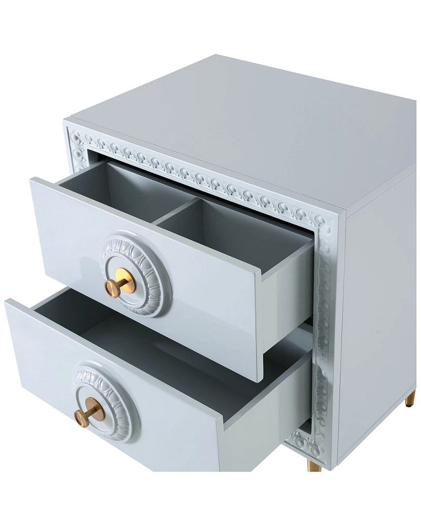 TOV Bovey Light Grey Lacquer Side Table Home End & Side Tables 3 TOV Bovey Light Grey Lacquer Side Table Home End & Side Tables - Image 3