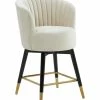 TOV Liana Cream Velvet Swivel Stool Home Dining Chairs & Stools