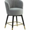 TOV Liana Grey Velvet Swivel Stool Home Dining Chairs & Stools