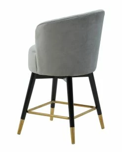TOV Liana Grey Velvet Swivel Stool Home Dining Chairs & Stools -TOV Shop 3050475093 RLLZ 2