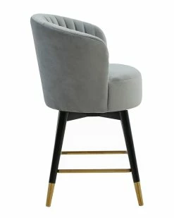 TOV Liana Grey Velvet Swivel Stool Home Dining Chairs & Stools -TOV Shop 3050475093 RLLZ 4