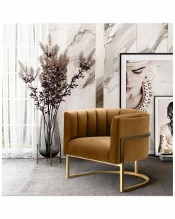 TOV Magnolia Cognac Velvet Chair Home Accent Chairs -TOV Shop 3050476685 RLLZ 4