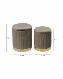TOV Set Of 2 Channeled Velvet Storage Ottomans Home Ottomans & Poufs -TOV Shop 3050504575 RLLZ 3
