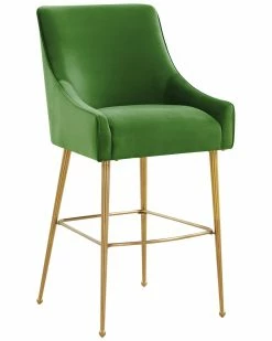 TOV Furniture Beatrix Velvet Bar Stool Home Dining Chairs & Stools